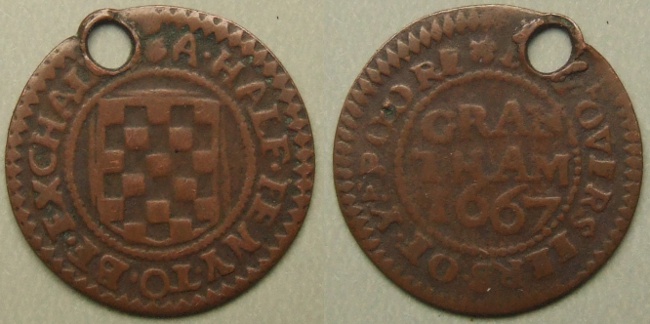 Grantham, borough issue 1667 halfpenny N2939